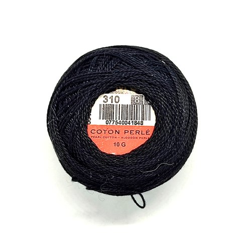 Fil coton pour crochet - coton perlé - noir n°8 - dmc