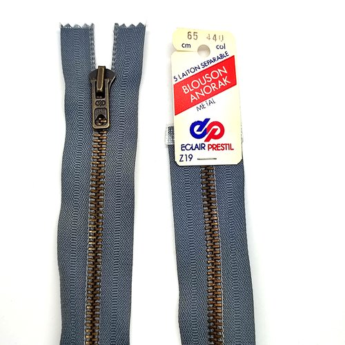 1 fermeture éclair prestil  gris - 65cm -  séparable - maille métal