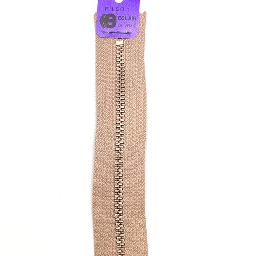 1 fermeture éclair filco beige - 18cm - non séparable , maille métal