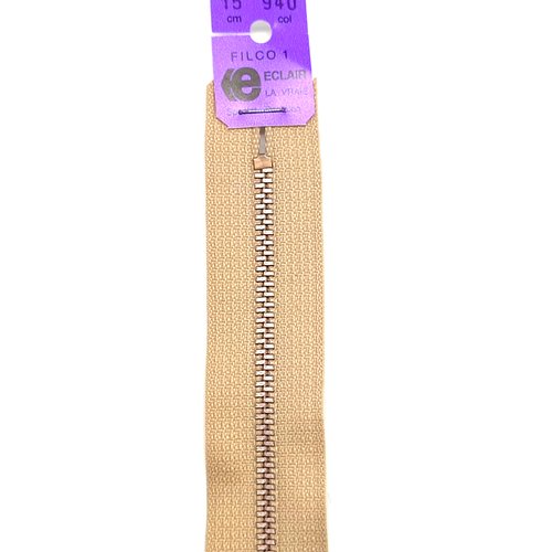 1 fermeture éclair filco beige - 15cm - maille métal
