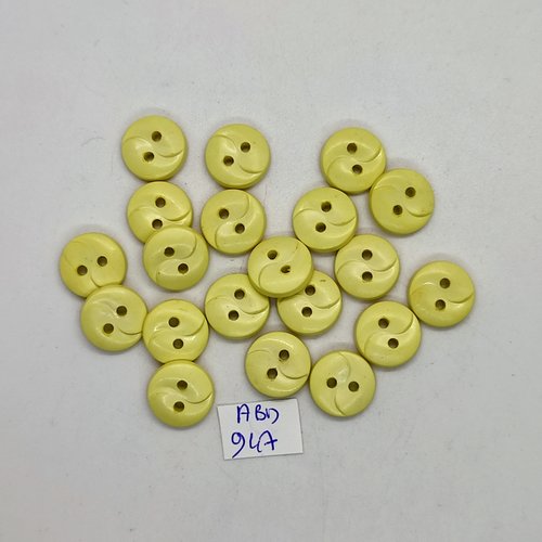 20 boutons en résine jaune - 14mm - abd947