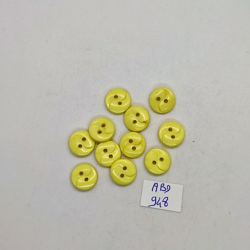 11 boutons en résine jaune - 12mm - abd948