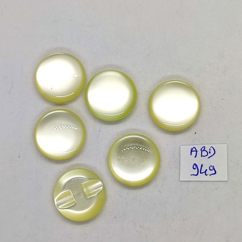 6 boutons en résine jaune - 18mm - abd949