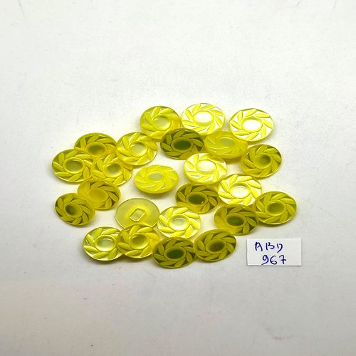 24 boutons en résine jaune - 14mm - abd967