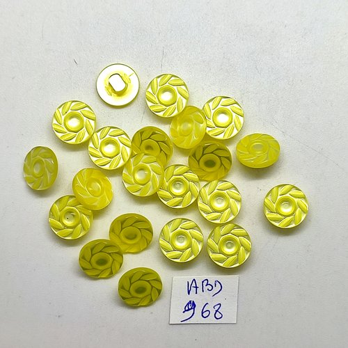 21 boutons en résine jaune - 12mm - abd968