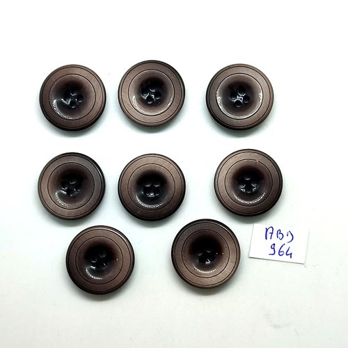 8 boutons en résine gris / marron - 23mm - abd964