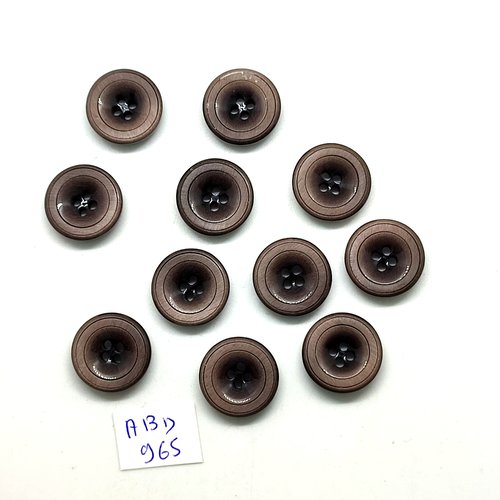 11 boutons en résine gris / marron - 18mm - abd965
