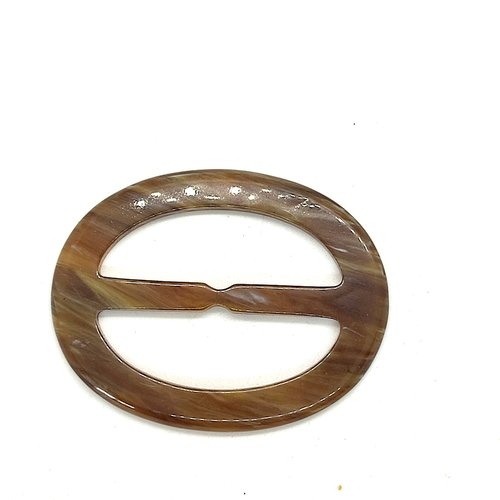 1 boucle de ceinture coulissante en résine marron / beige foncé - 7x5,5cm