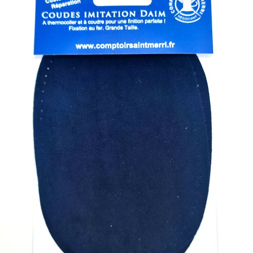 Lot 2 coudes imitation daim - a coudre ou thermocoller - bleu foncé