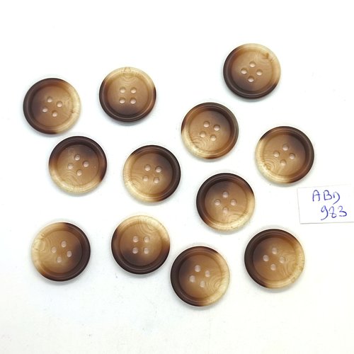 13 boutons en résine marron et beige - 20mm - abd983