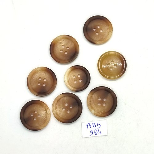 8 boutons en résine marron et beige - 22mm - abd984