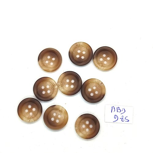 9 boutons en résine marron et beige - 15mm - abd985