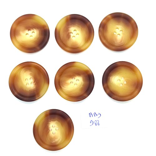 7 boutons en résine marron et beige - 34mm - abd988