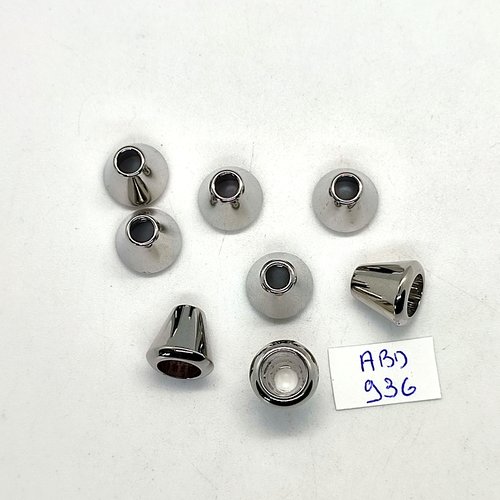 8 embouts pour cordon (blouson ou anorak) résine argenté - 12mm - abd936