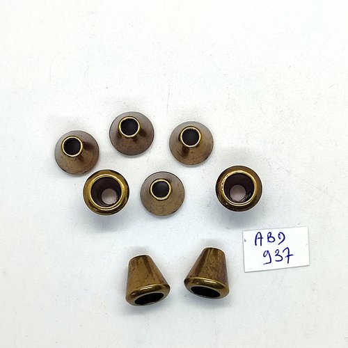 8 embouts pour cordon (blouson ou anorak) résine bronze - 12mm - abd937
