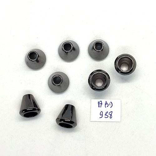 8 embouts pour cordon (blouson ou anorak) résine gunmétal - 12mm - abd938