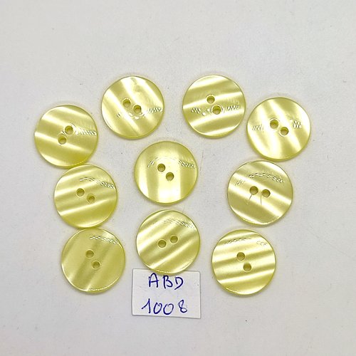 10 boutons en résine jaune - 18mm - abd1008