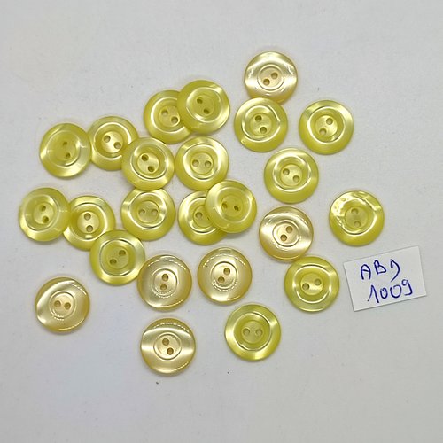 24 boutons en résine jaune - 12mm - abd1009