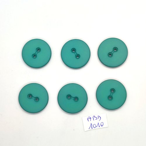6 boutons en résine bleu / vert - 23mm - abd1010