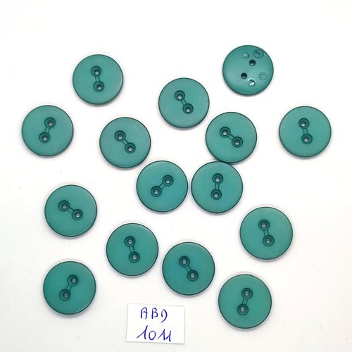 15 boutons en résine bleu / vert - 18mm - abd1011