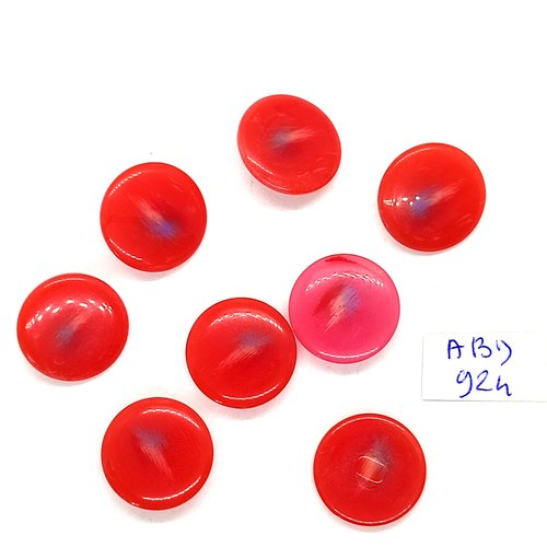 8 boutons en résine rouge clair - 18mm - abd924