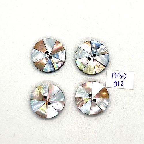 4 boutons en résine marron et gris - 22mm - abd912