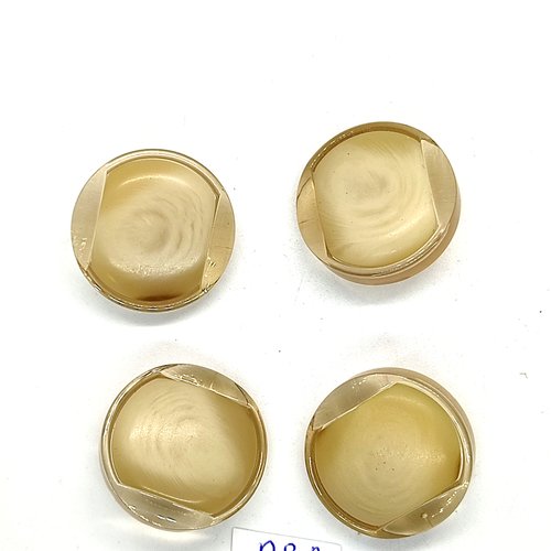 4 boutons en résine beige et transparent - 27mm - abd916