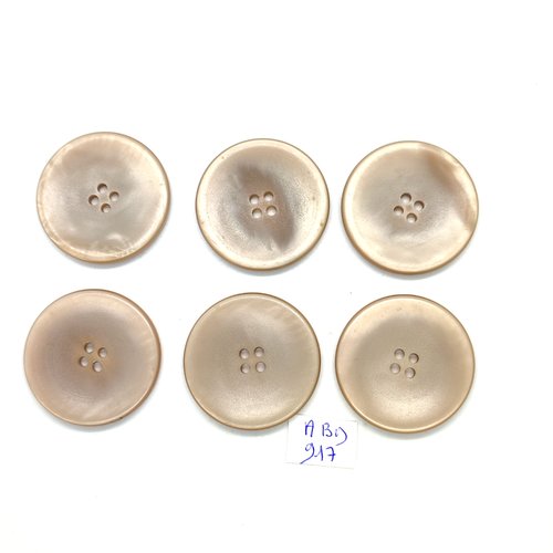 6 boutons en résine beige - 34mm - abd917