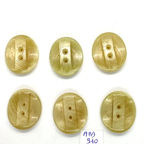 6 boutons en résine beige - 27x30mm - abd910
