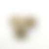 3 boutons en résine beige foncé / vert - 22x27mm - abd909