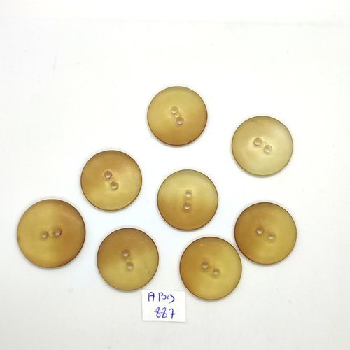 8 boutons en résine beige foncé - 25mm et 28mm - abd887
