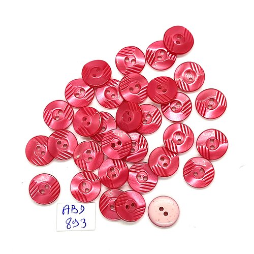 32 boutons en résine rouge et rose - 11mm - abd893