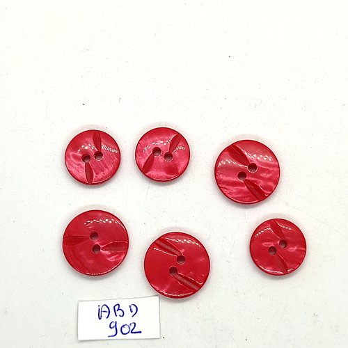 6 boutons en résine rouge - 18mm et 15mm - abd902