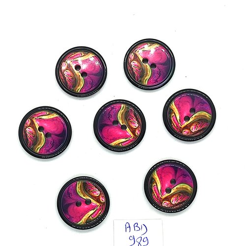7 boutons en résine multicolore - 20mm - abd989