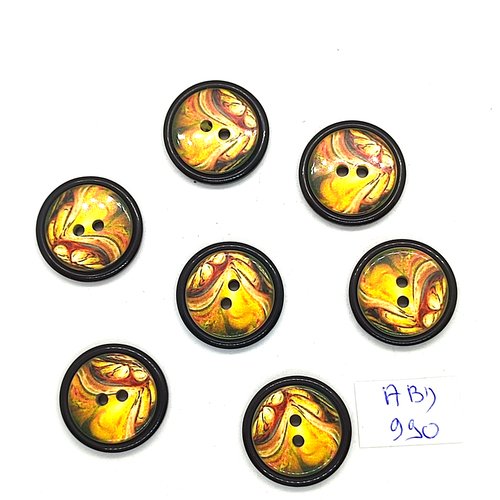 7 boutons en résine multicolore - 20mm - abd990