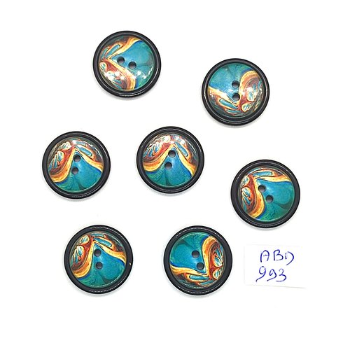 7 boutons en résine multicolore - 20mm - abd993