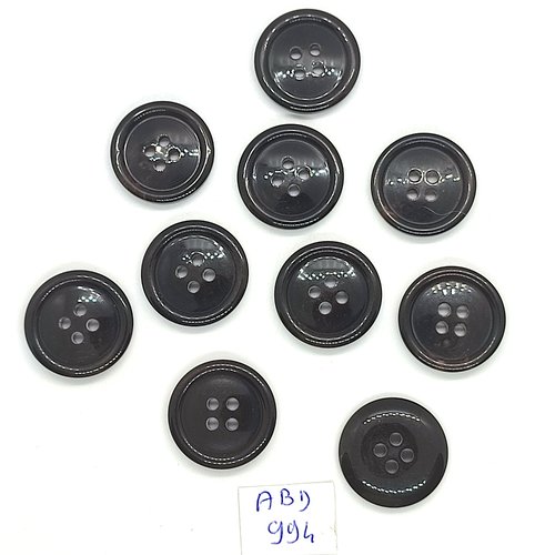 10 boutons en résine gris foncé - 22mm - abd994