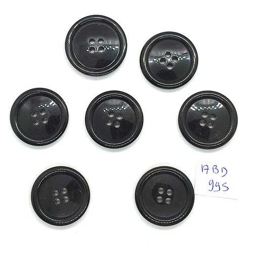 7 boutons en résine gris foncé - 25mm - abd995