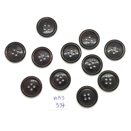 11 boutons en résine gris foncé - 20mm - abd997