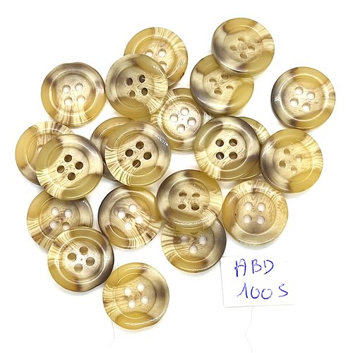 21 boutons en résine marron et beige - 18mm - abd1005