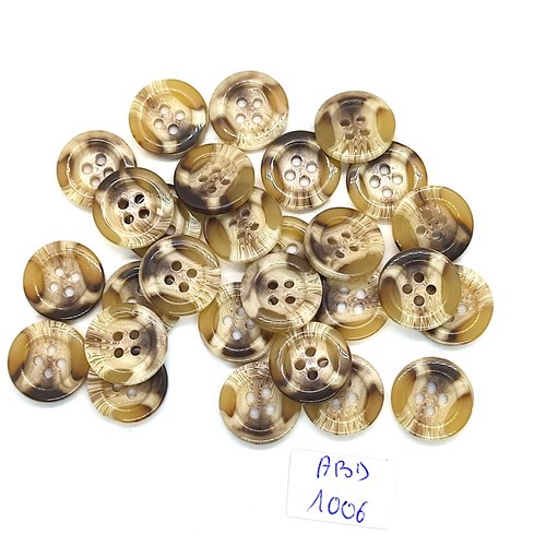 28 boutons en résine marron et beige - 14mm - abd1006