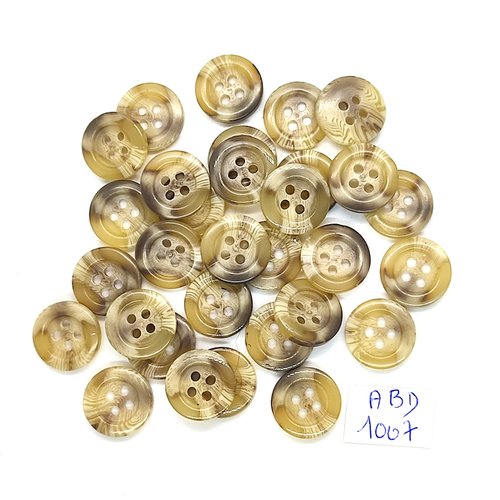 31 boutons en résine marron et beige - 15mm - abd1007