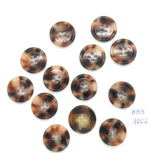 13 boutons en résine marron et beige - 19mm - abd1002