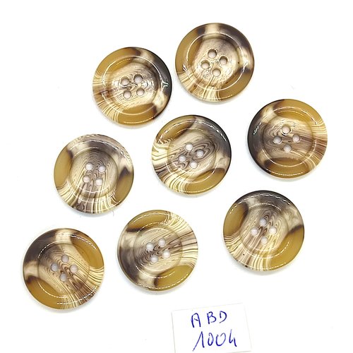8 boutons en résine marron et beige - 21mm - abd1004