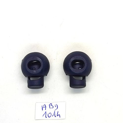 2 embouts pour cordon (blouson ou anorak) résine bleu marine - 15mm - abd1014