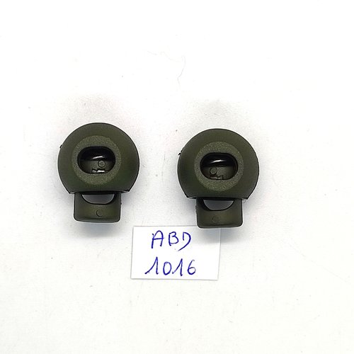 2 embouts pour cordon (blouson ou anorak) résine vert - 15mm - abd1016