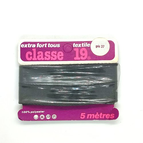 5m d'extra fort gris tout textile - 100% polyester - 15mm