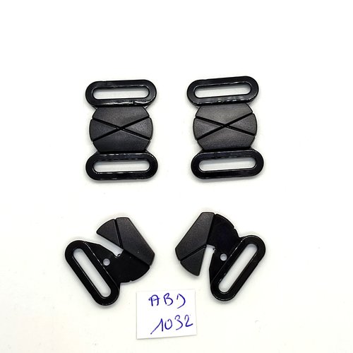 3 attaches en résine noir - 23x32mm - abd1032
