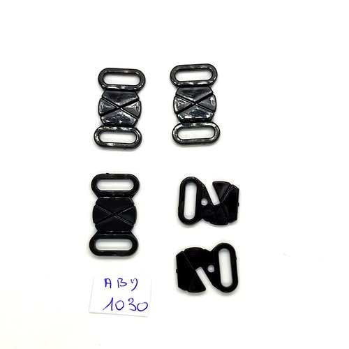 4 attaches en résine noir - 16x27mm - abd1030