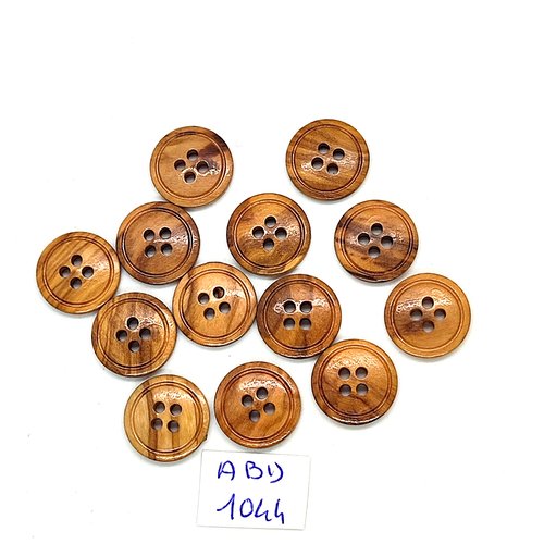 13 boutons en bois marron - 15mm - abd1044